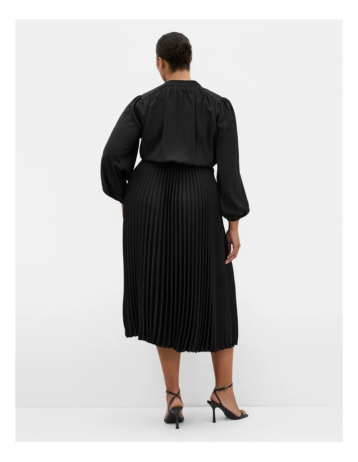 Halle Long Sleeve Button Dress in Black image 2