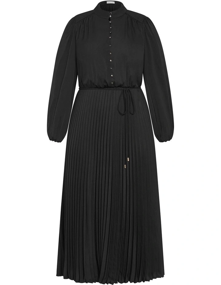 Halle Long Sleeve Button Dress in Black image 3