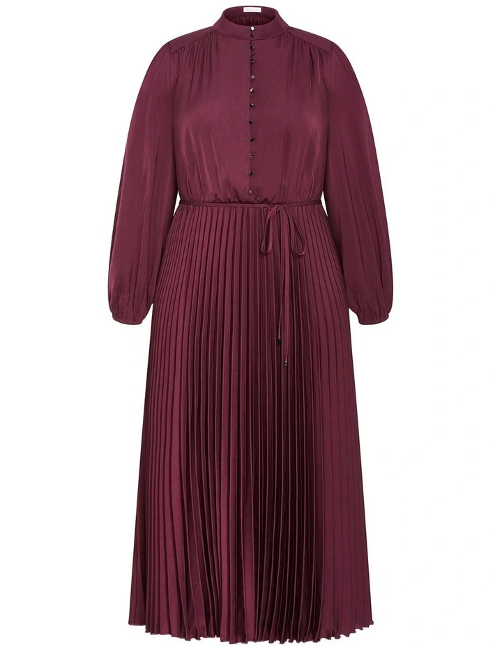 Halle Long Sleeve Button Dress in Bordeaux image 3