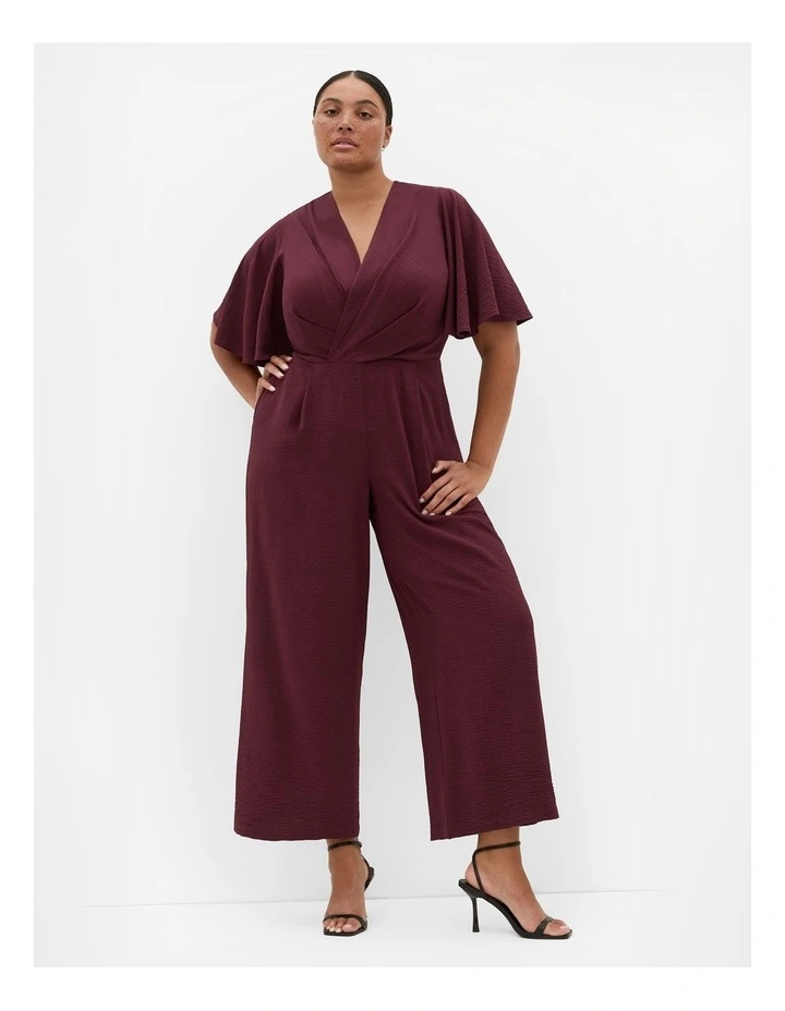 Braelynn V Neck Jumpsuit in Cark Cherry image 1