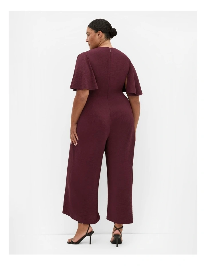 Braelynn V Neck Jumpsuit in Cark Cherry image 2