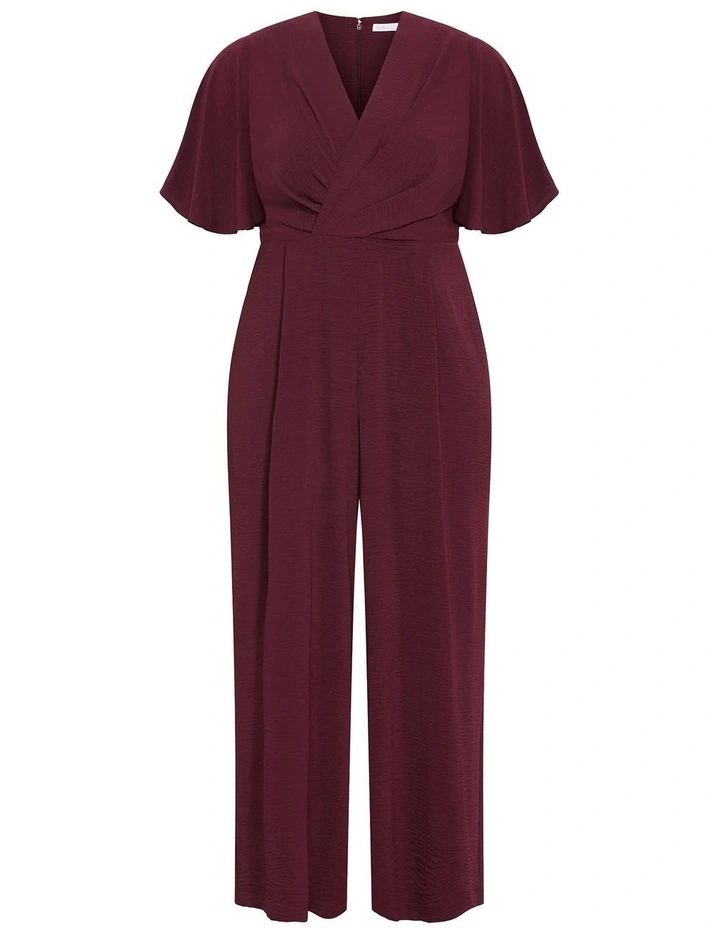 Braelynn V Neck Jumpsuit in Cark Cherry image 3