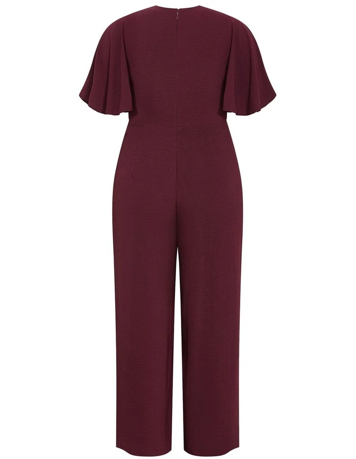 Braelynn V Neck Jumpsuit in Cark Cherry image 4