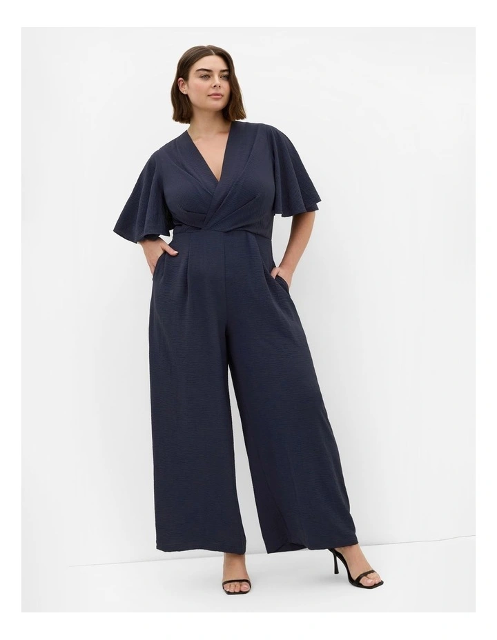 Braelynn V Neck Jumpsuit in Navy image 1