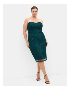 Antonia Strapless Midi Dress in Emerald