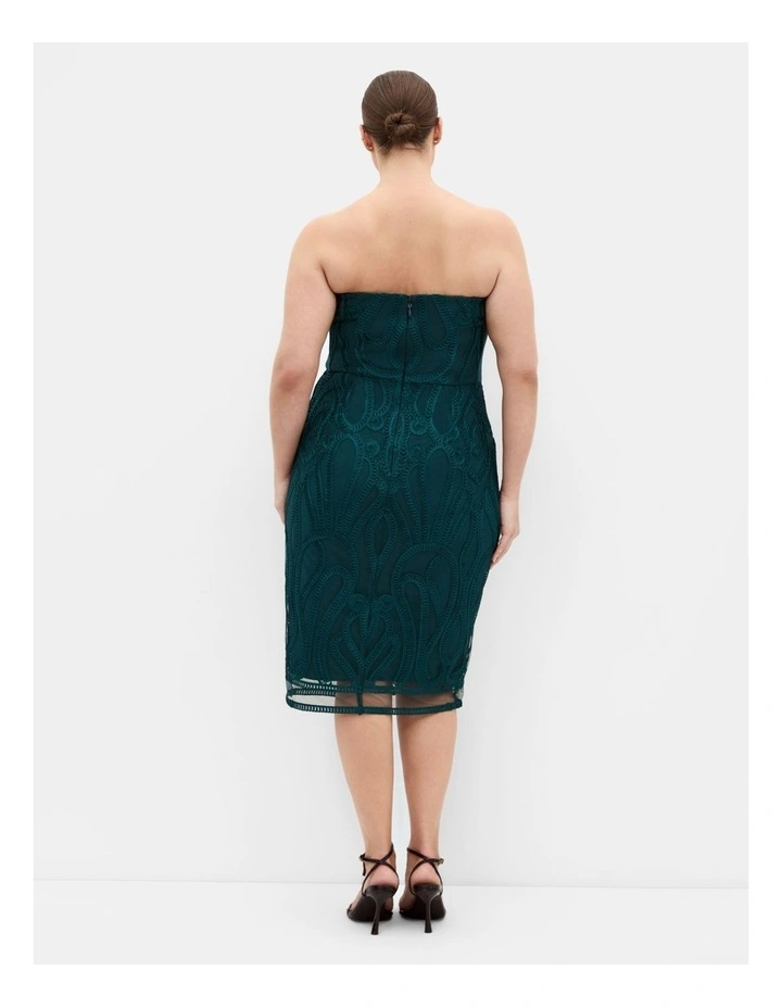 Antonia Strapless Midi Dress in Emerald image 2