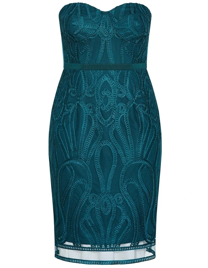 Antonia Strapless Midi Dress in Emerald image 3