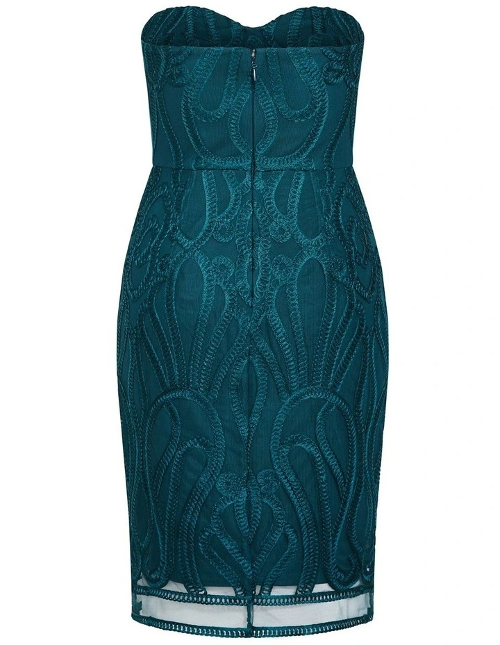 Antonia Strapless Midi Dress in Emerald image 4