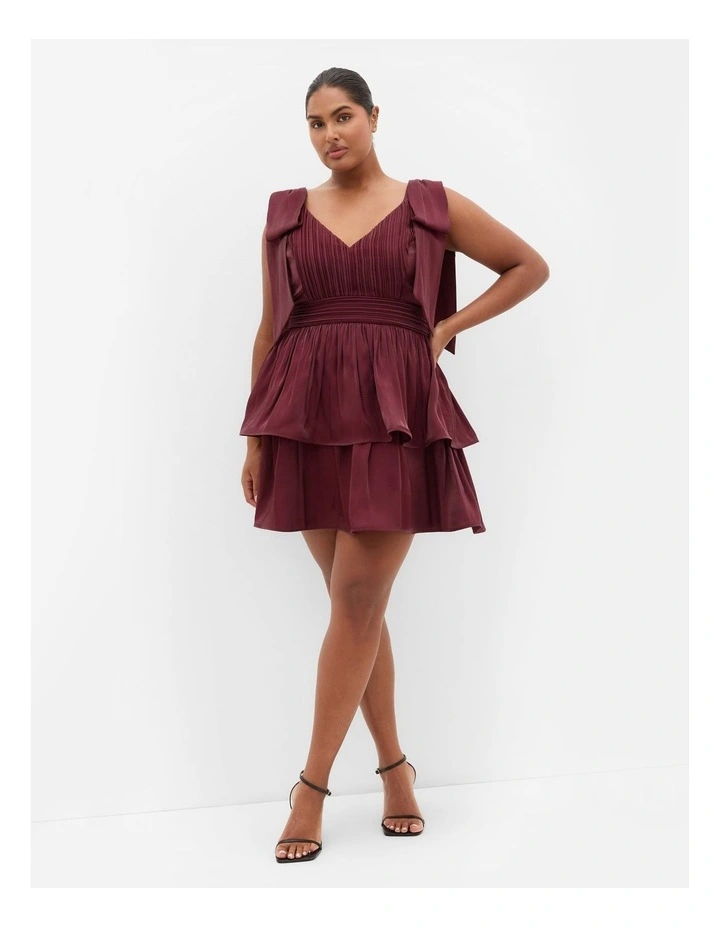 Betty Bow Mini Dress in Dark Cherry image 1