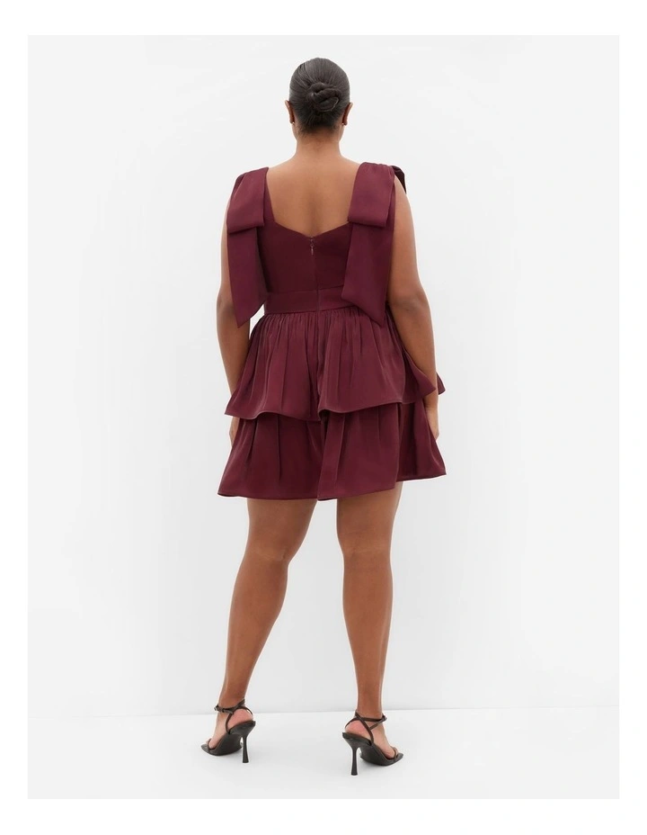 Betty Bow Mini Dress in Dark Cherry image 2