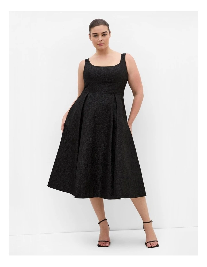 Estella Floral Midi Dress in Black image 1