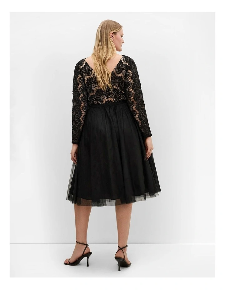 Rare Beauty Lace Midi Dress in Black image 2