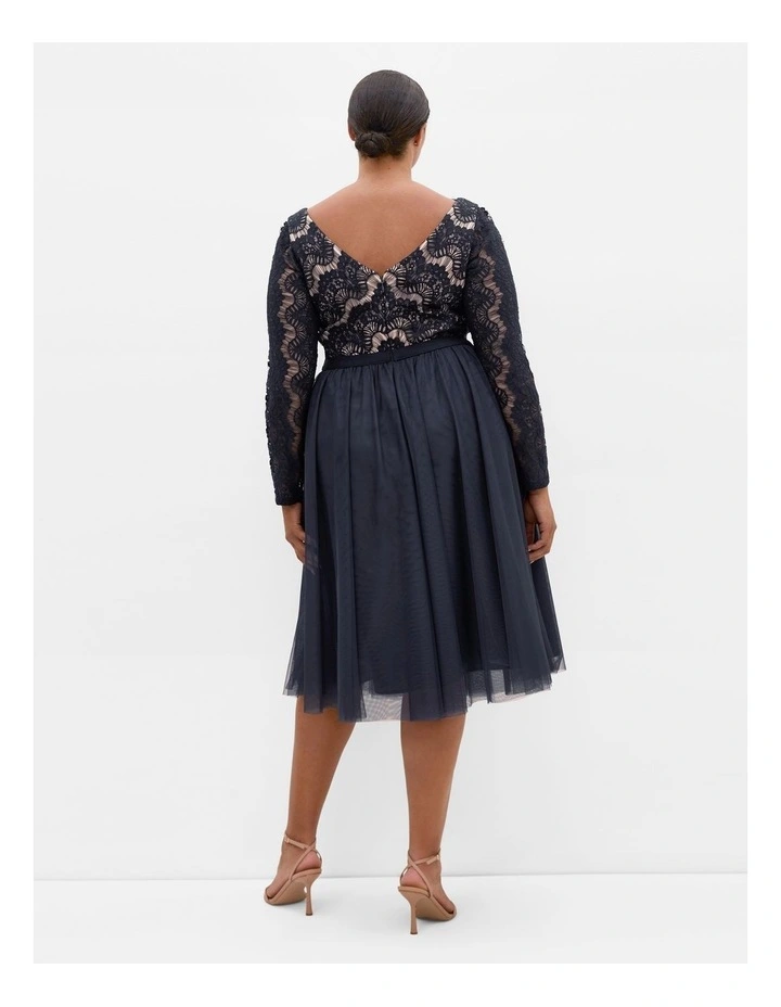 Rare Beauty Lace Midi Dress in Navy image 2