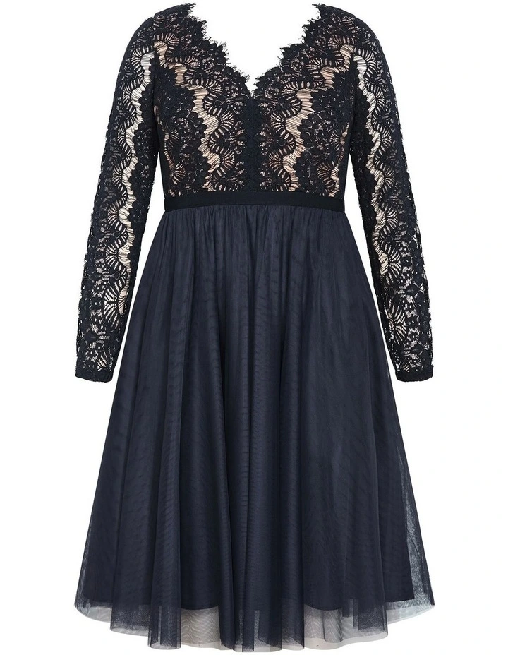 Rare Beauty Lace Midi Dress in Navy image 3