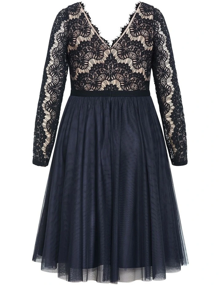 Rare Beauty Lace Midi Dress in Navy image 4