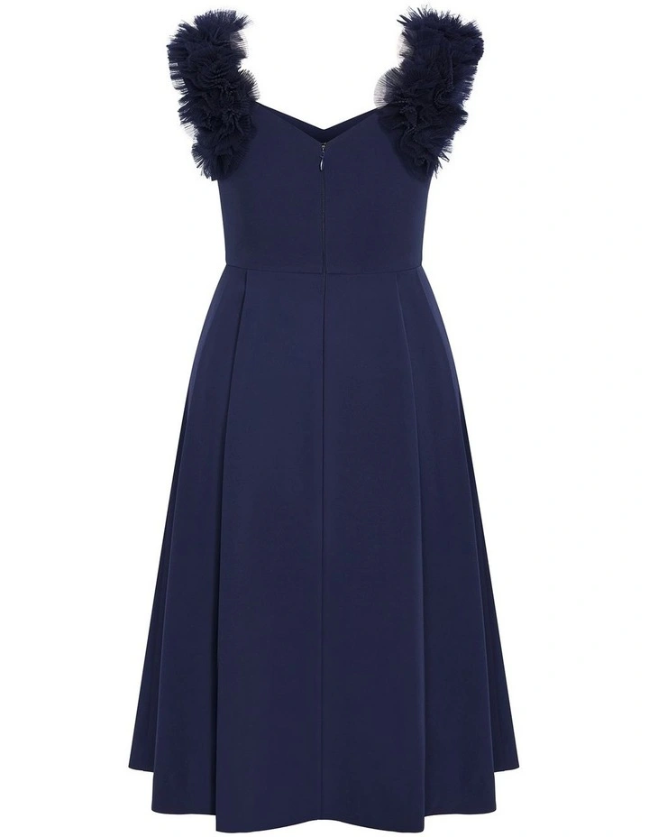 Roselyn Ruffle Tulle Midi Dress in Navy image 4