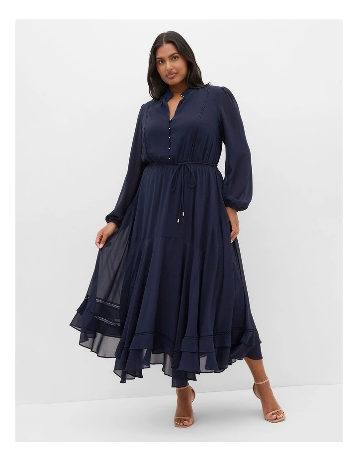 Yasmin Long Sleeve Maxi Dress in Navy image 1