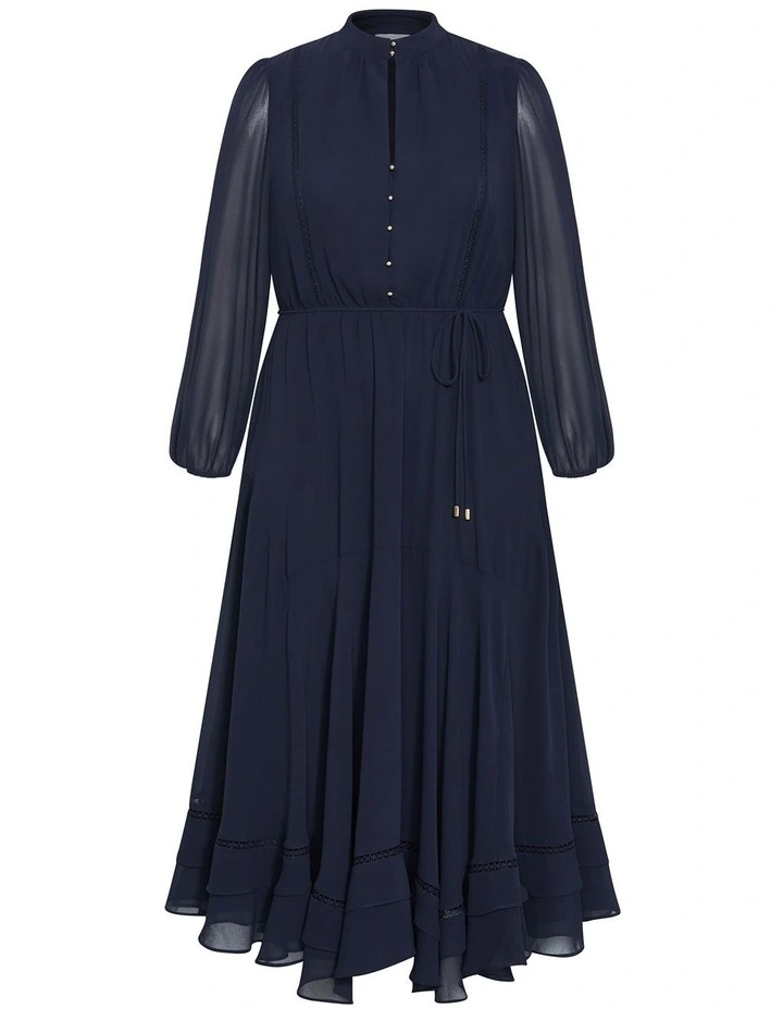 Yasmin Long Sleeve Maxi Dress in Navy image 3