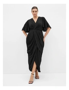 Braelynn Drape Maxi Dress in Black
