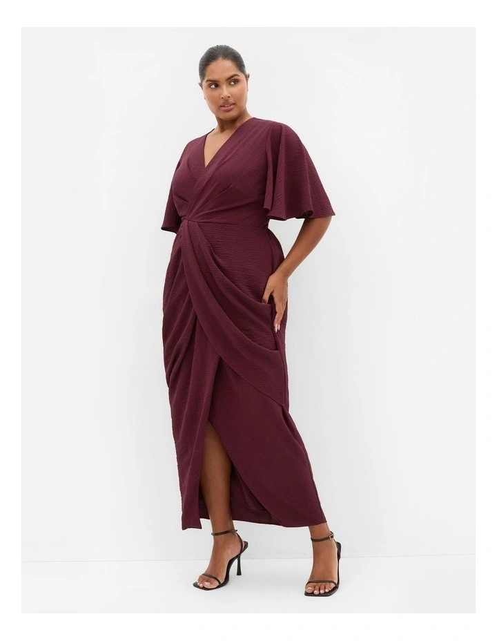 Braelynn Drape Maxi Dress in Dark Cherry image 1