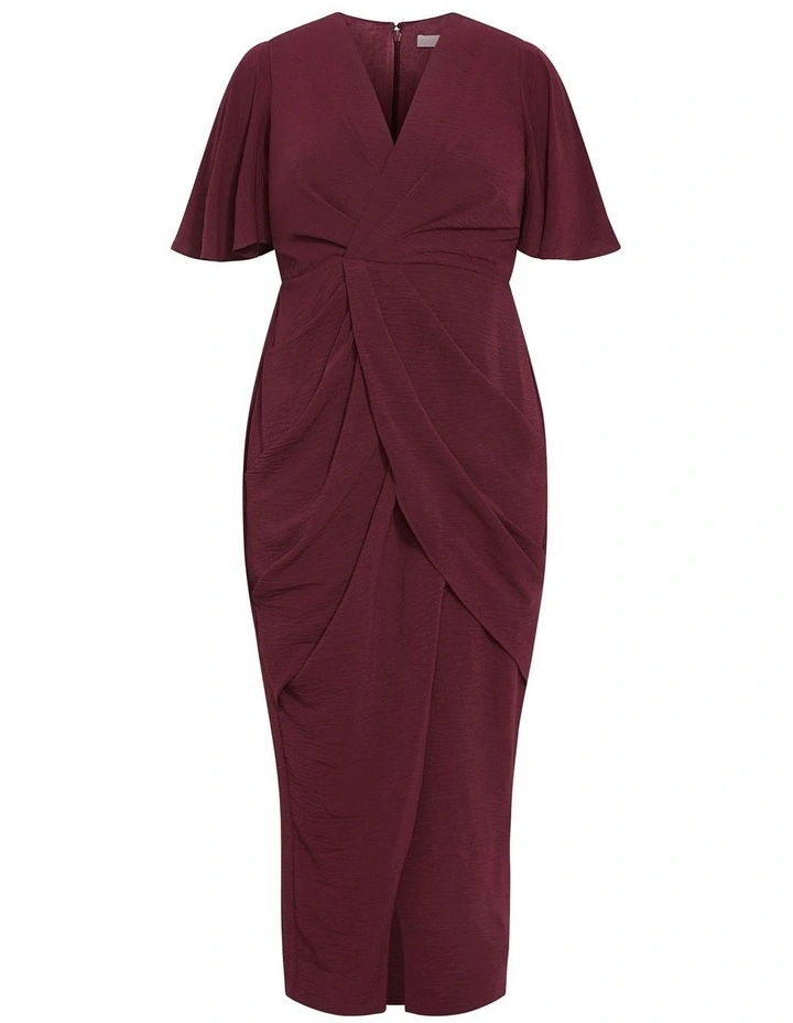 Braelynn Drape Maxi Dress in Dark Cherry image 3