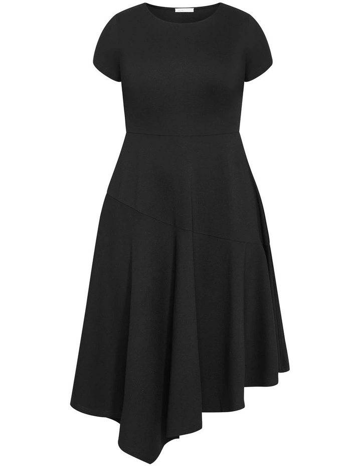 Ponte Flare Midi Dress in Black image 3