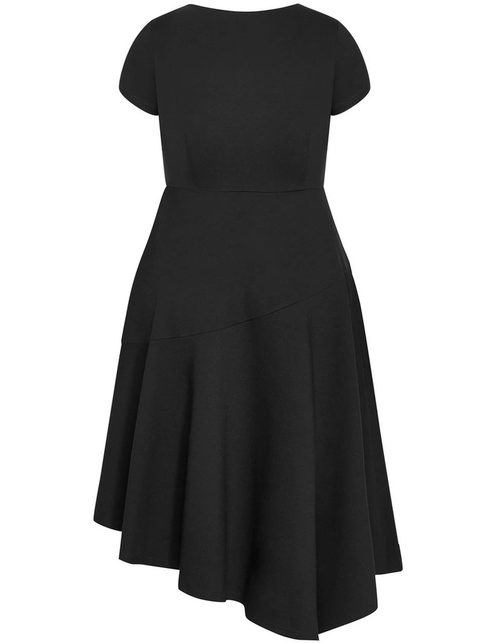 Ponte Flare Midi Dress in Black image 4