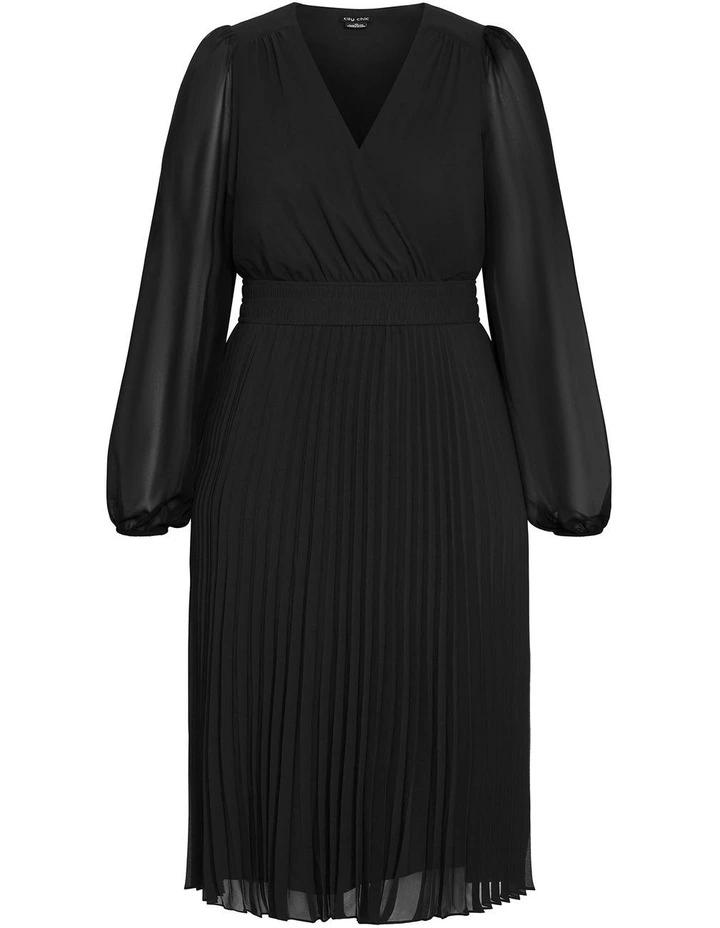Finley Sheer Pleat Dress in Black image 3