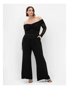 Lana Off Shoulder Jumpsuit in Black