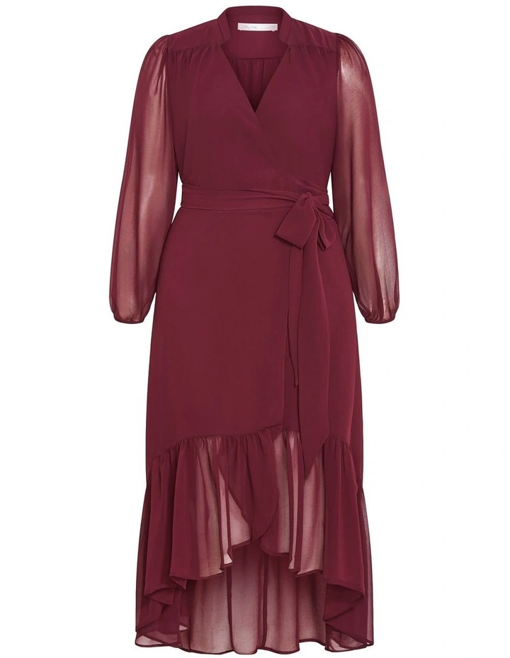 Rylie Wrap Maxi Dress in Burgundy image 3