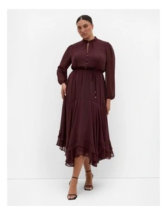 Yasmine Long Sleeve Maxi Dress in Chocolate
