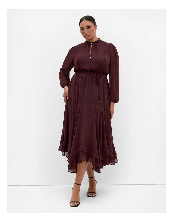 Yasmine Long Sleeve Maxi Dress in Chocolate image 1