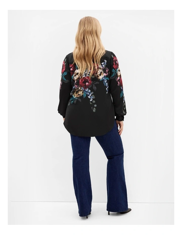 Phoebe Bloom Print Shirt in Black image 2