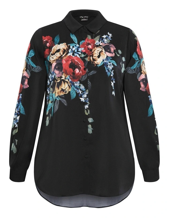 Phoebe Bloom Print Shirt in Black image 3