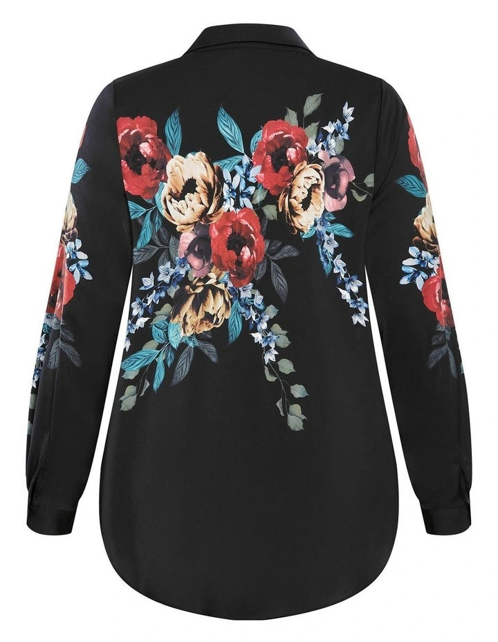 Phoebe Bloom Print Shirt in Black image 4
