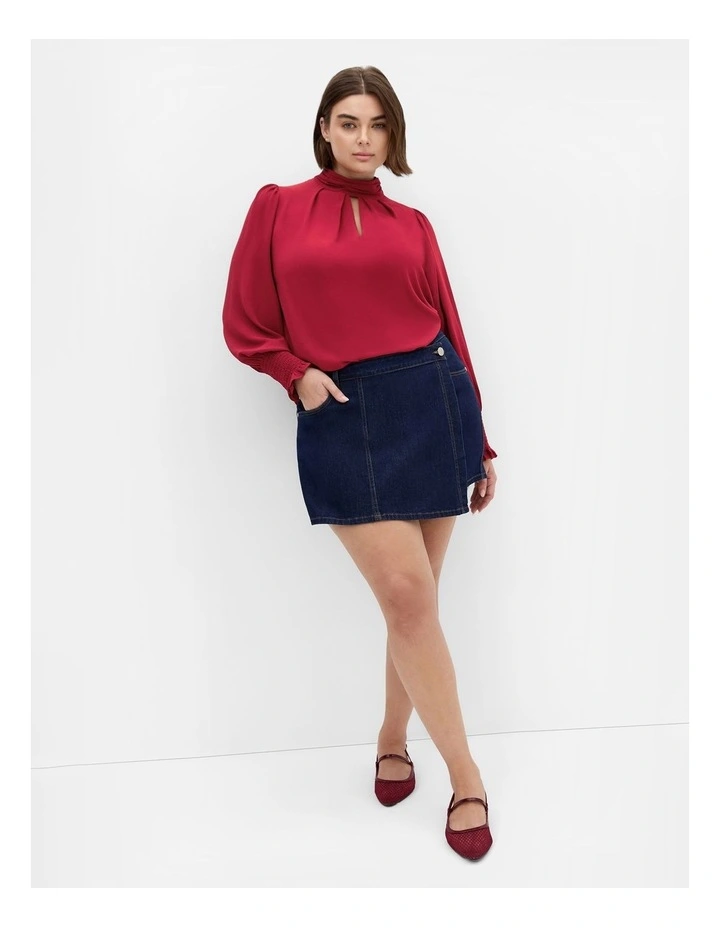 Iris High Neck Long Sleeve Top in Ruby image 1
