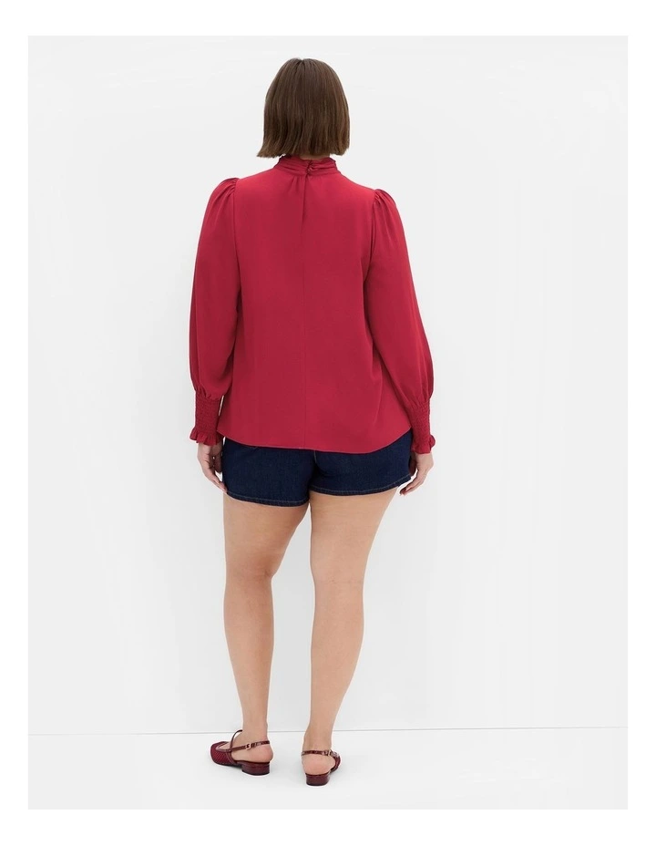 Iris High Neck Long Sleeve Top in Ruby image 2