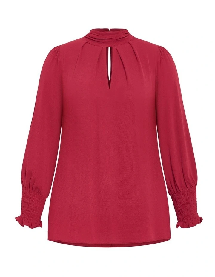 Iris High Neck Long Sleeve Top in Ruby image 3