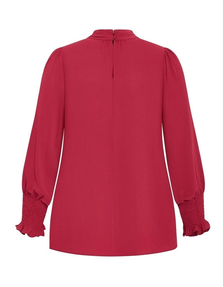 Iris High Neck Long Sleeve Top in Ruby image 4