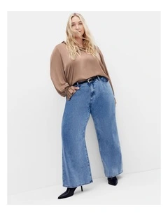 Maia Ruffle V Neck Top in Almond