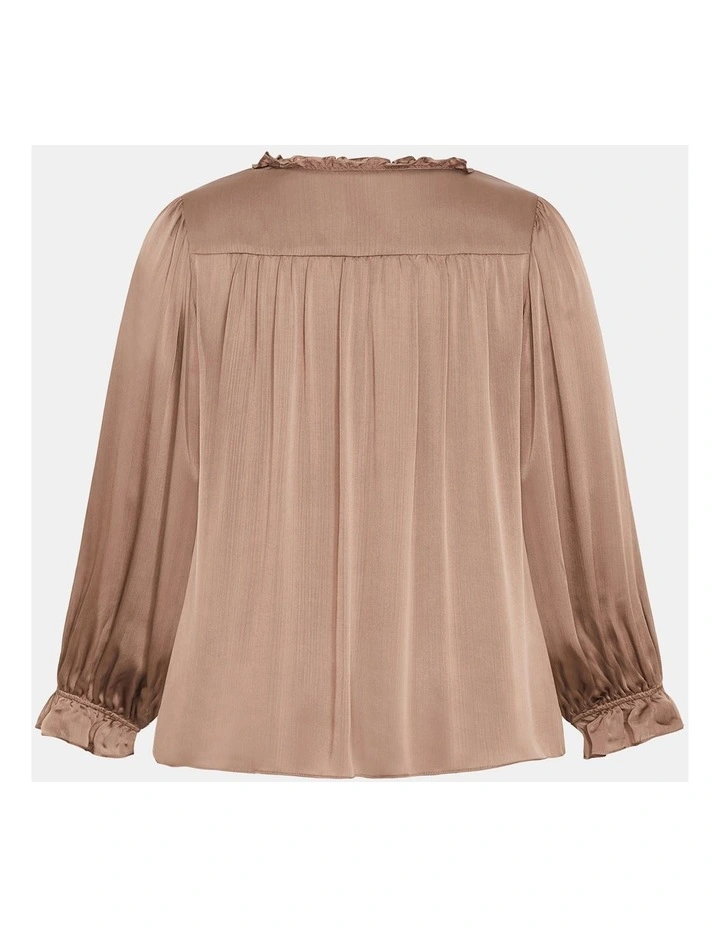Maia Ruffle V Neck Top in Almond image 4