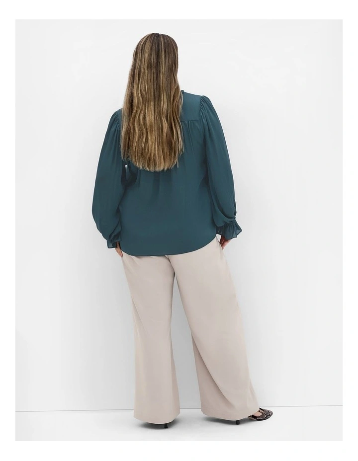 Maia Ruffle V Neck Top in Teal image 2