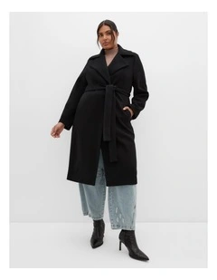 Riley Row Belted Coat in Black