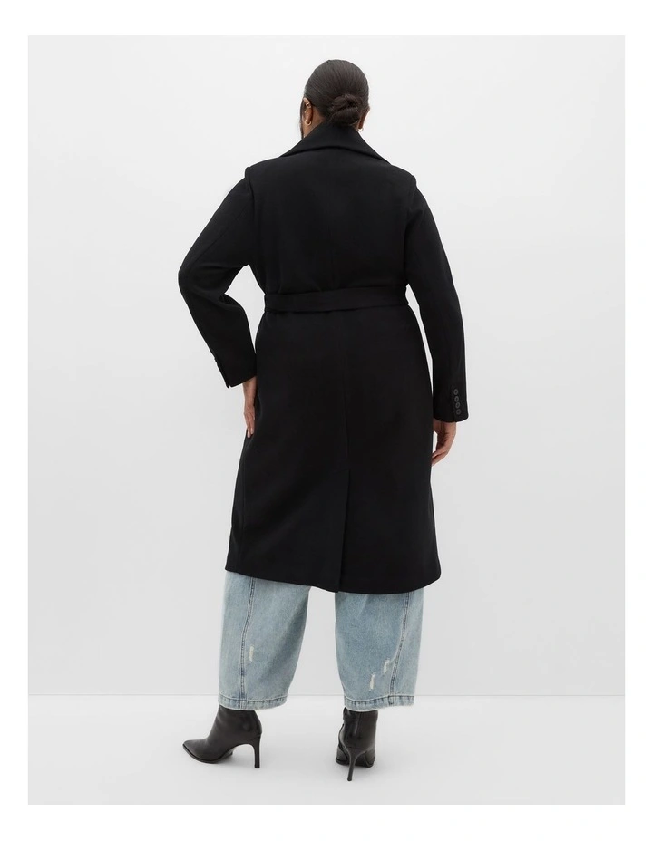 Riley Row Belted Coat in Black image 2