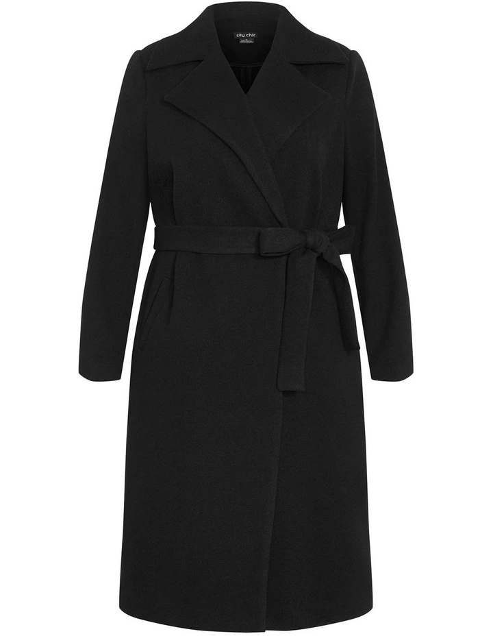Riley Row Belted Coat in Black image 3