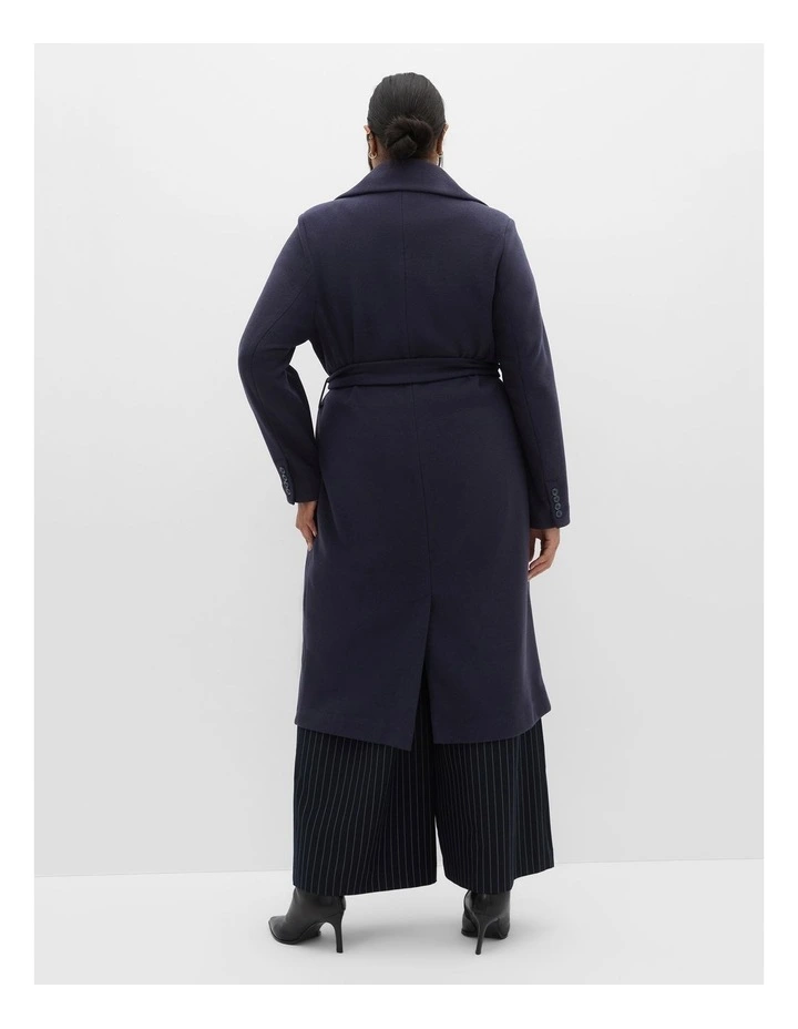 Riley Row Belted Coat in Navy Blue image 2