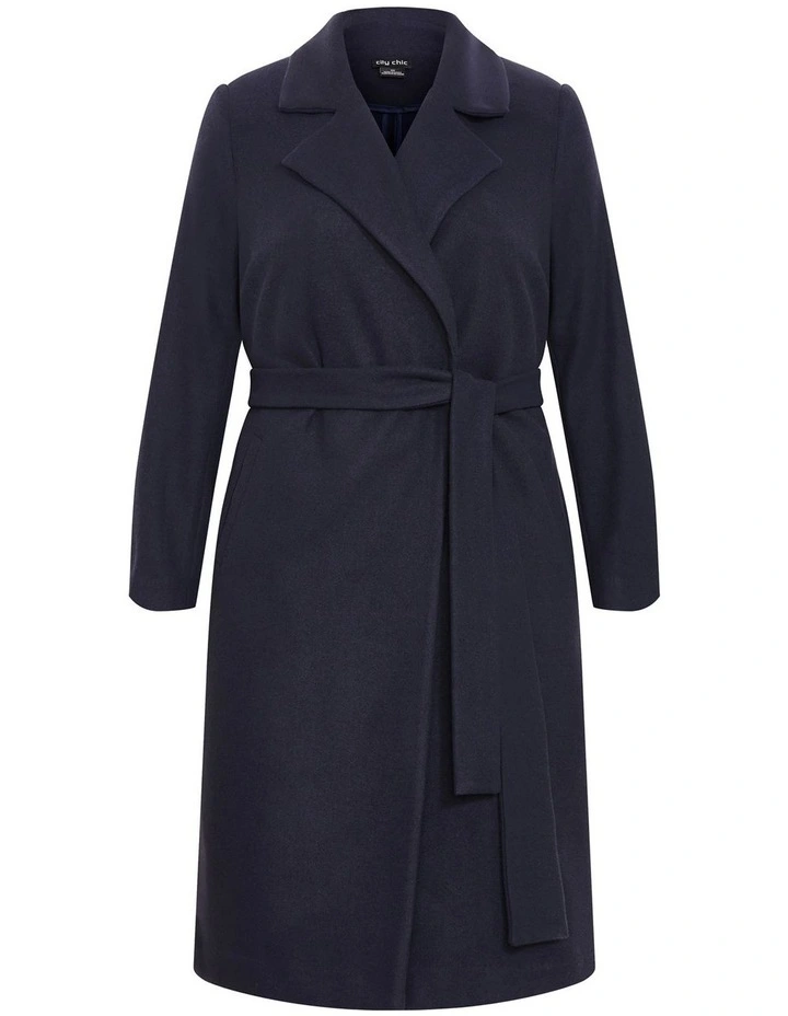Riley Row Belted Coat in Navy Blue image 3