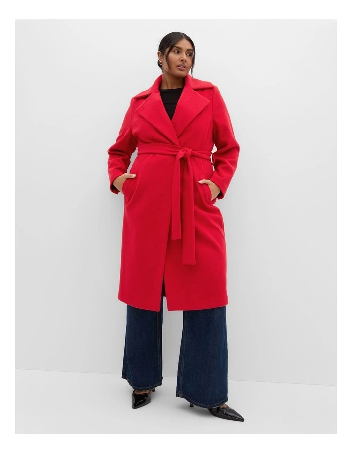 Riley Row Belted Coat in Red image 1