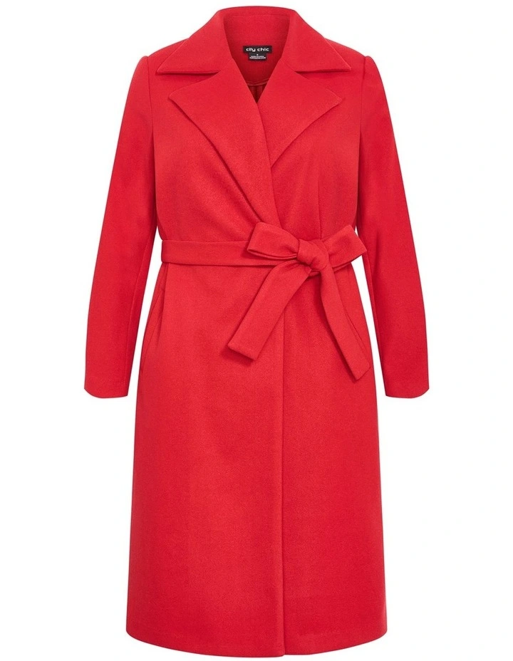 Riley Row Belted Coat in Red image 3