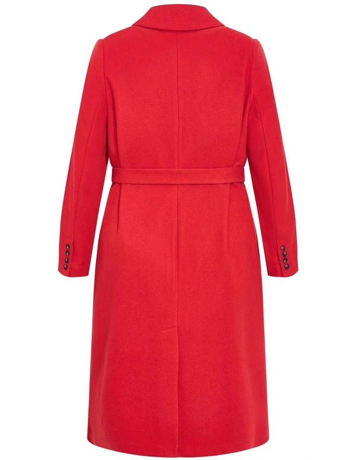 Riley Row Belted Coat in Red image 4
